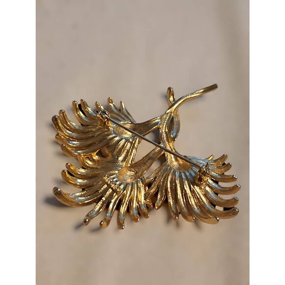 Vintage 80s LISNER women’s signed gold toned brooch and matching earrings set - Picture 7 of 9